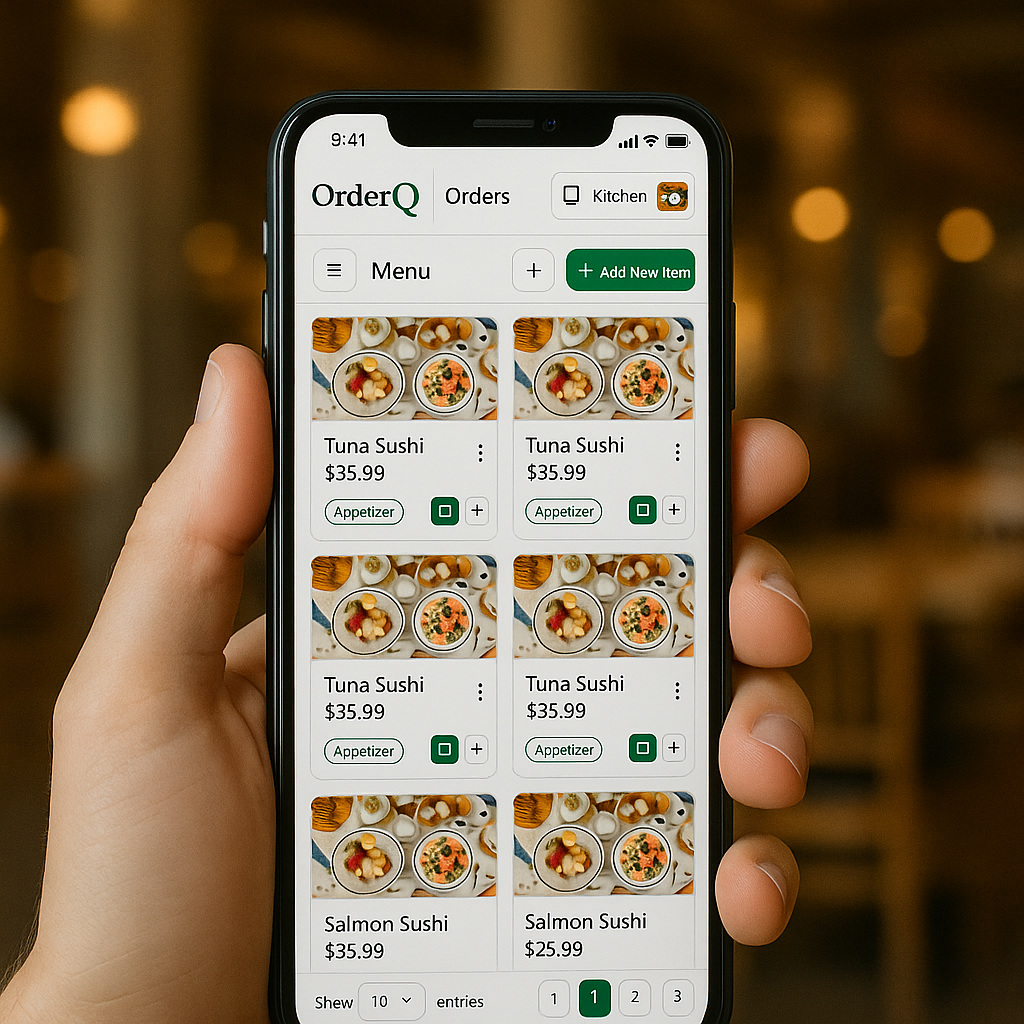 Ordering app on mobile